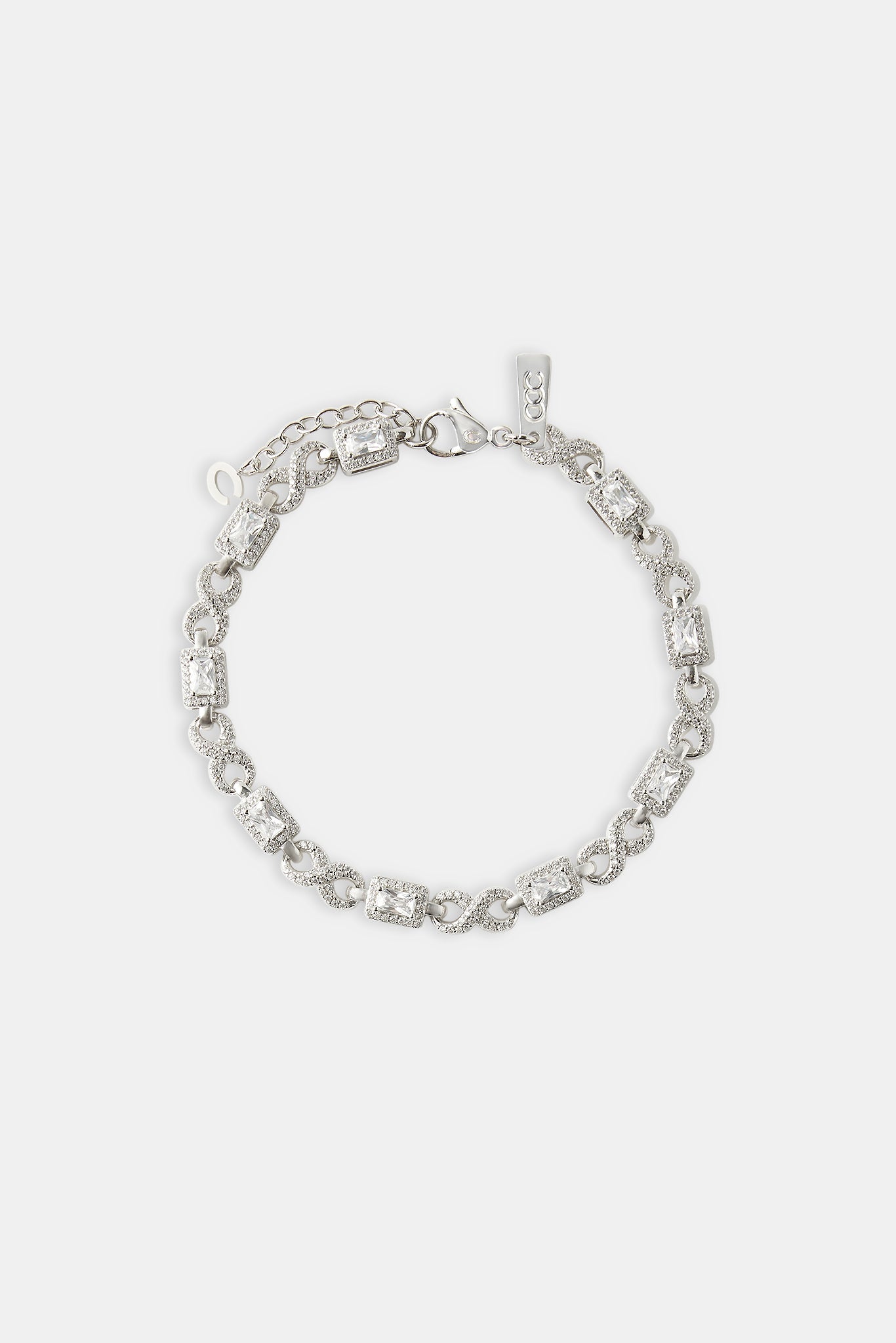 Iced Clear Baguette Stone Infinity Link Bracelet - 6mm