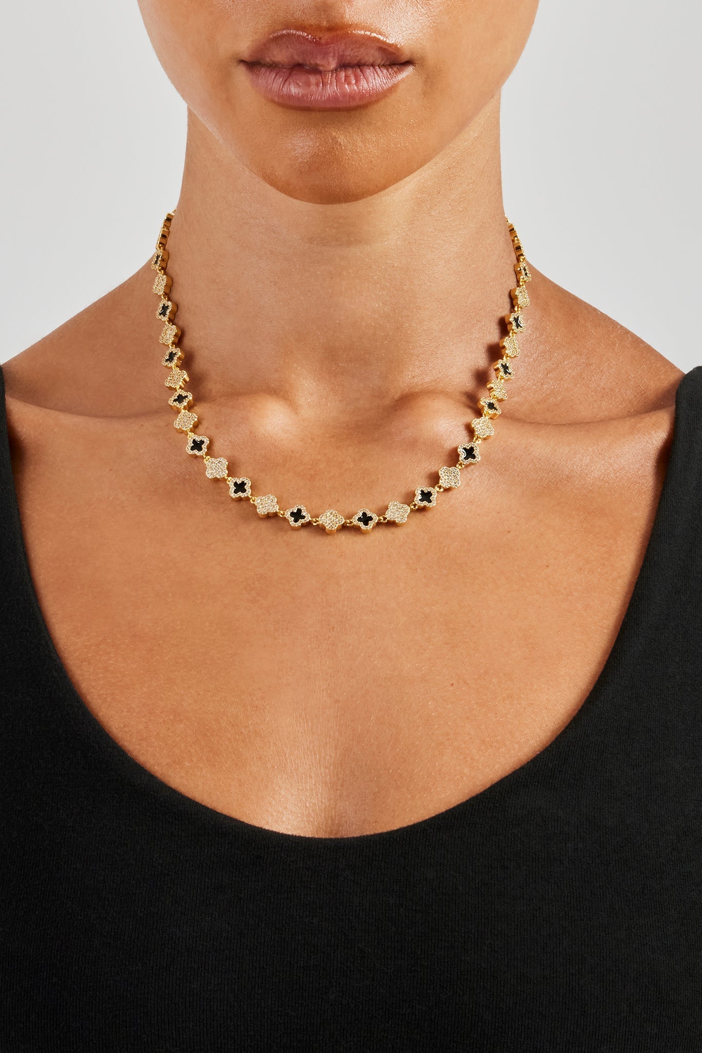 Iced & Black Enamel Motif Chain - 8mm