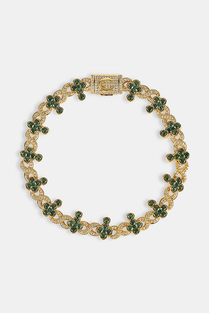 Iced Green Cross Infinity Link Bracelet - 10mm