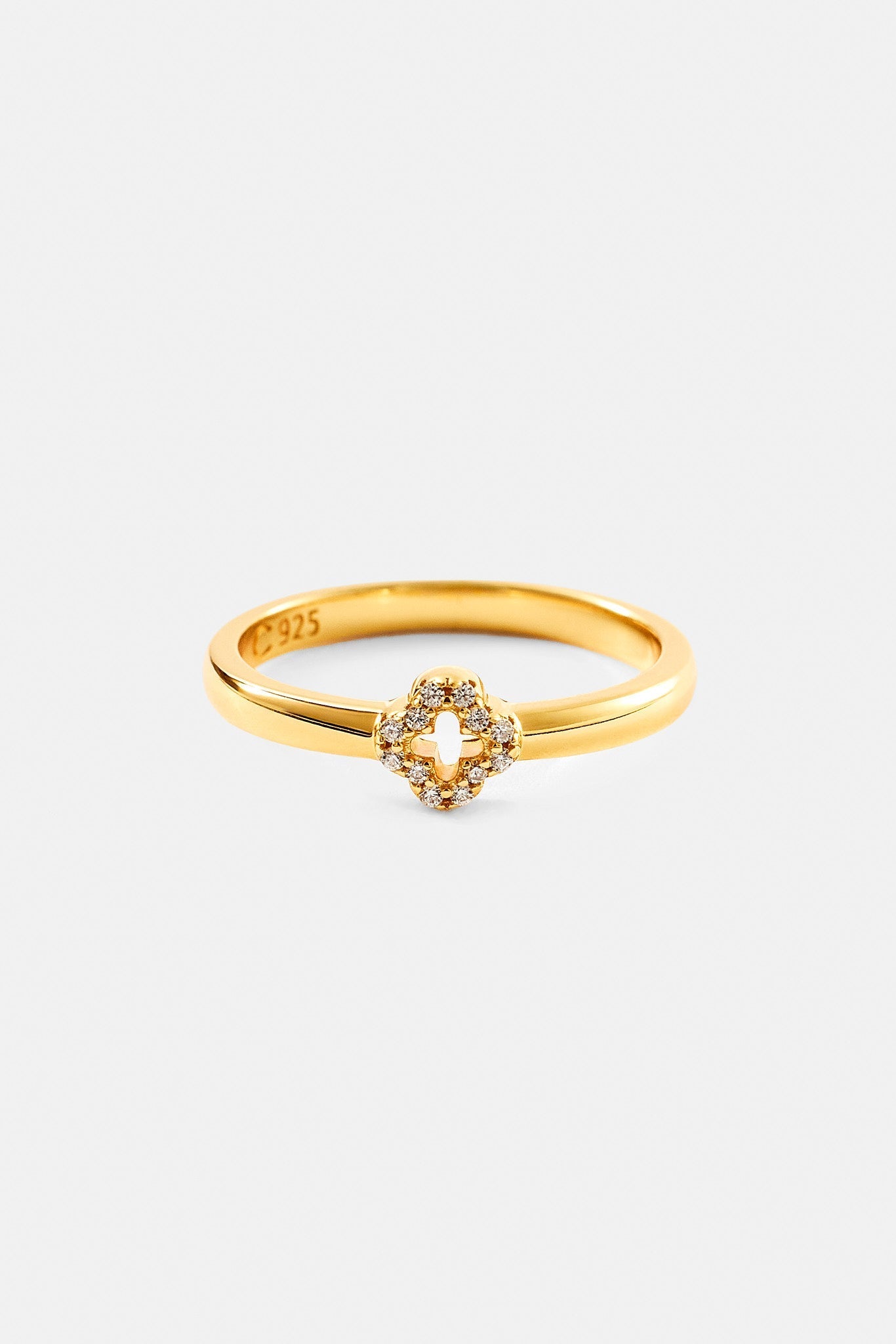 Iced Motif Outline Band Ring - 6mm