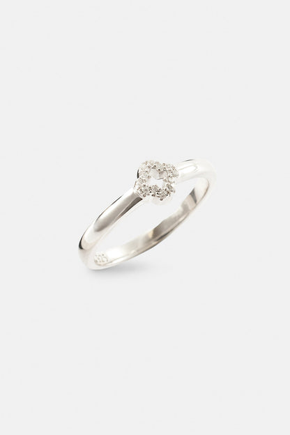 Iced Motif Outline Band Ring - 6mm - White