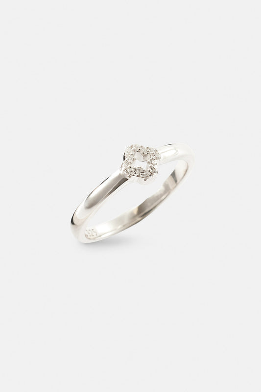 Iced Motif Outline Band Ring - 6mm - White
