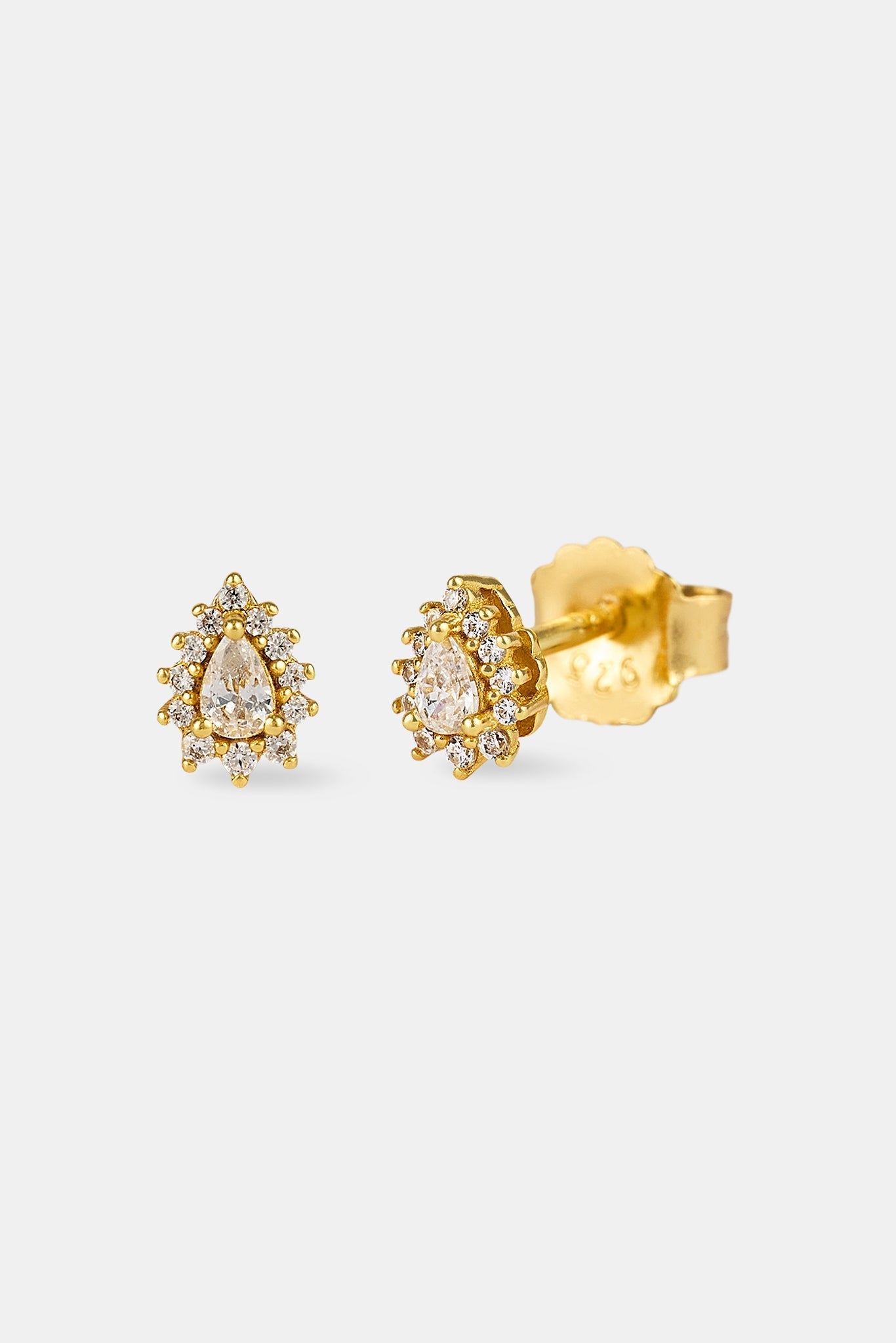 Iced Pear Cluster Stud Earrings - 6mm - Gold