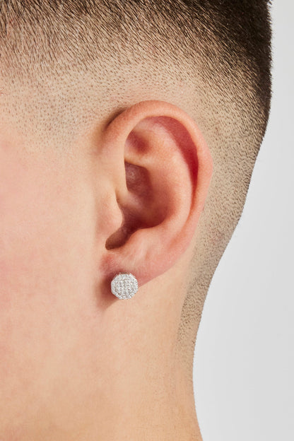 Iced CZ Shape Stud Earrings - 8mm