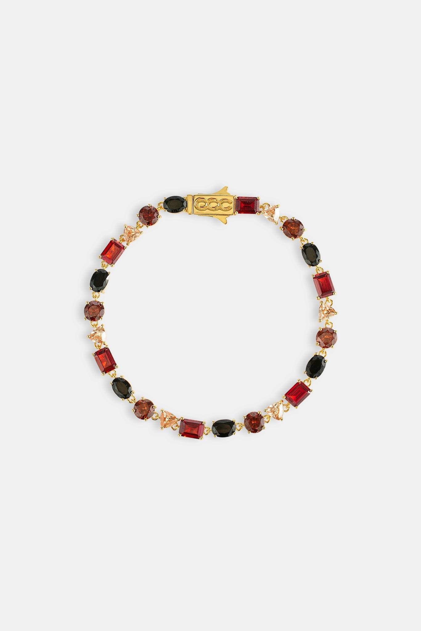 Mixed Shape Chocolate Multi Gemstone Bracelet - 5mm - Gold