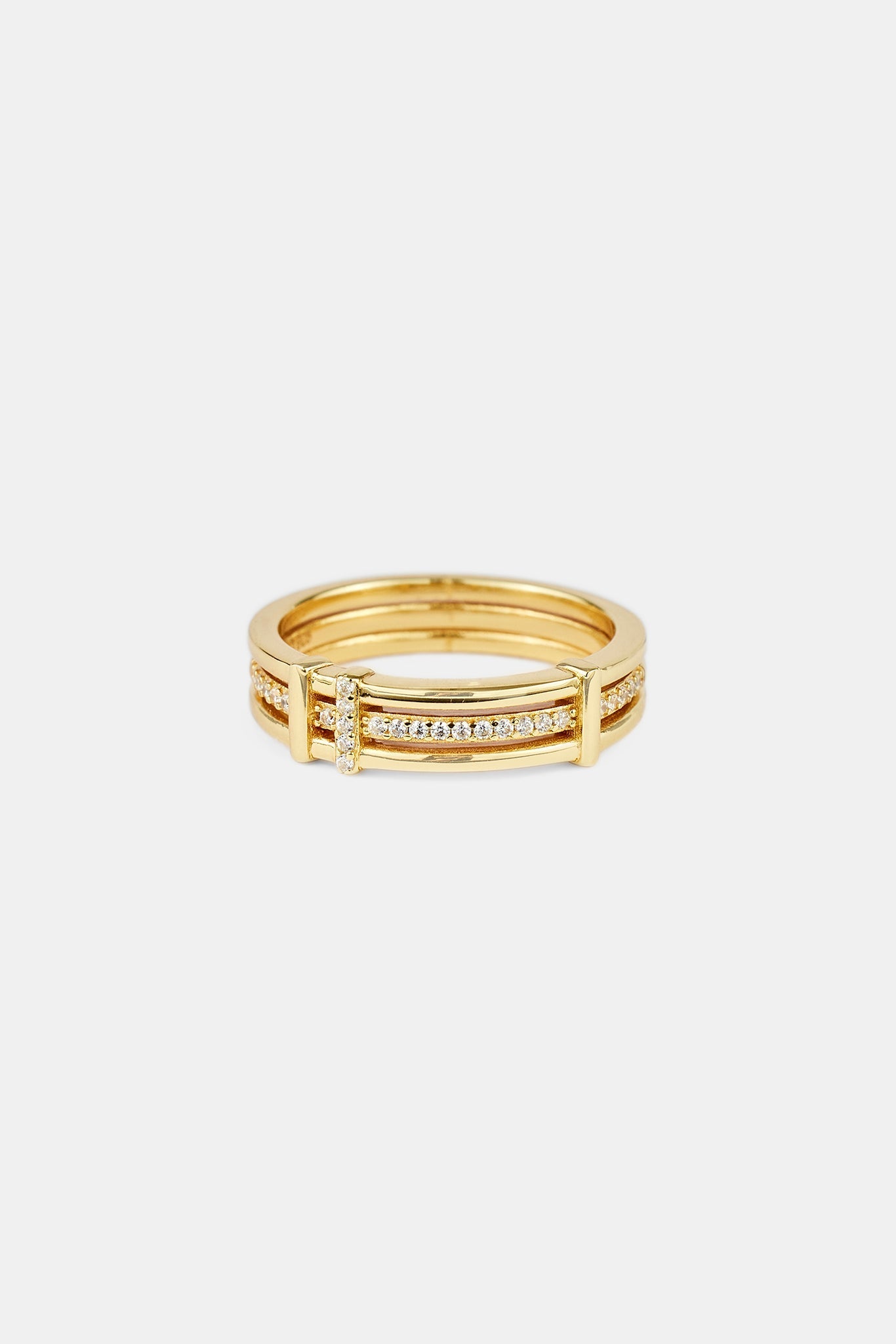 Polished & Iced Mix Layered Ring - 6mm