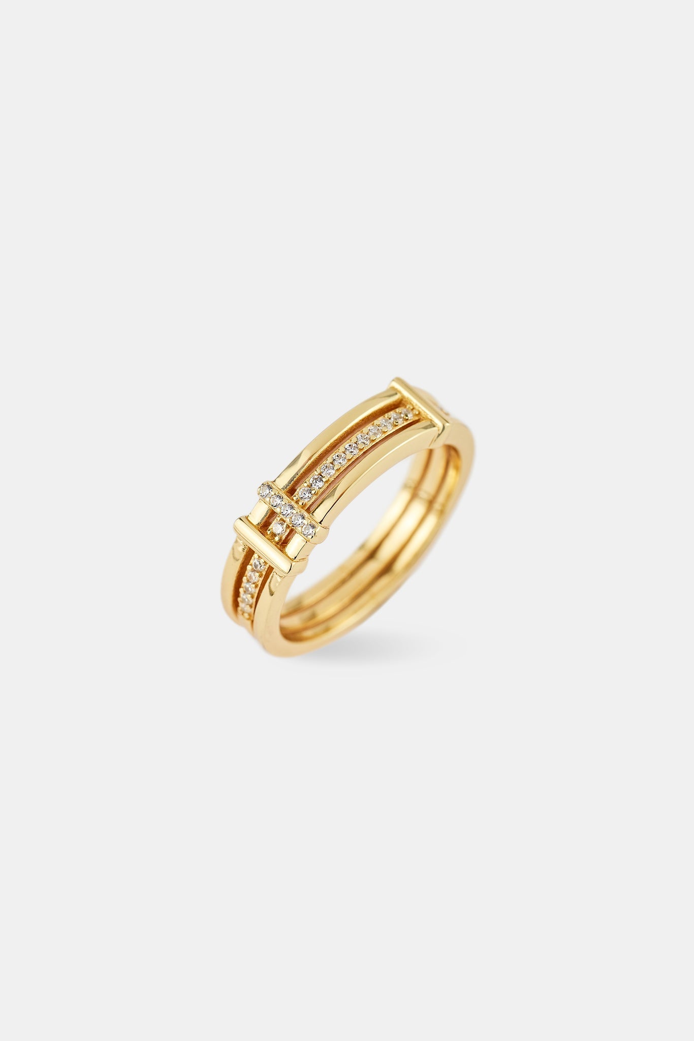 Polished & Iced Mix Layered Ring - 6mm