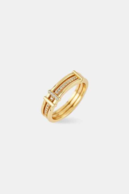 Polished & Iced Mix Layered Ring - 6mm