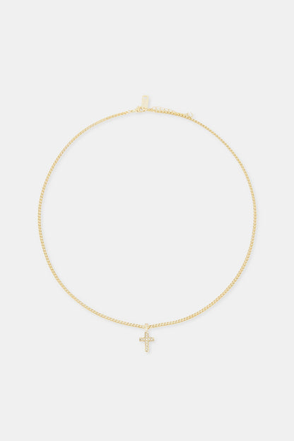 Iced Drop Cross Cuban Chain - 5mm - Gold