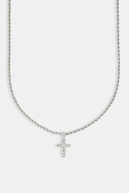 Micro Textured Cross Rope Necklace - 15mm
