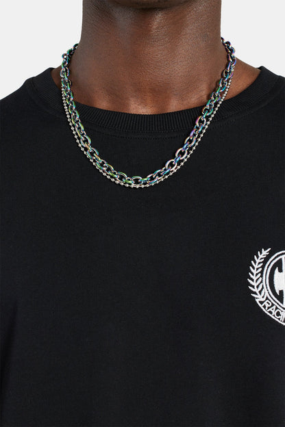 Stainless Steel Oil Slick Link & Bobble Mix Chain - 10mm