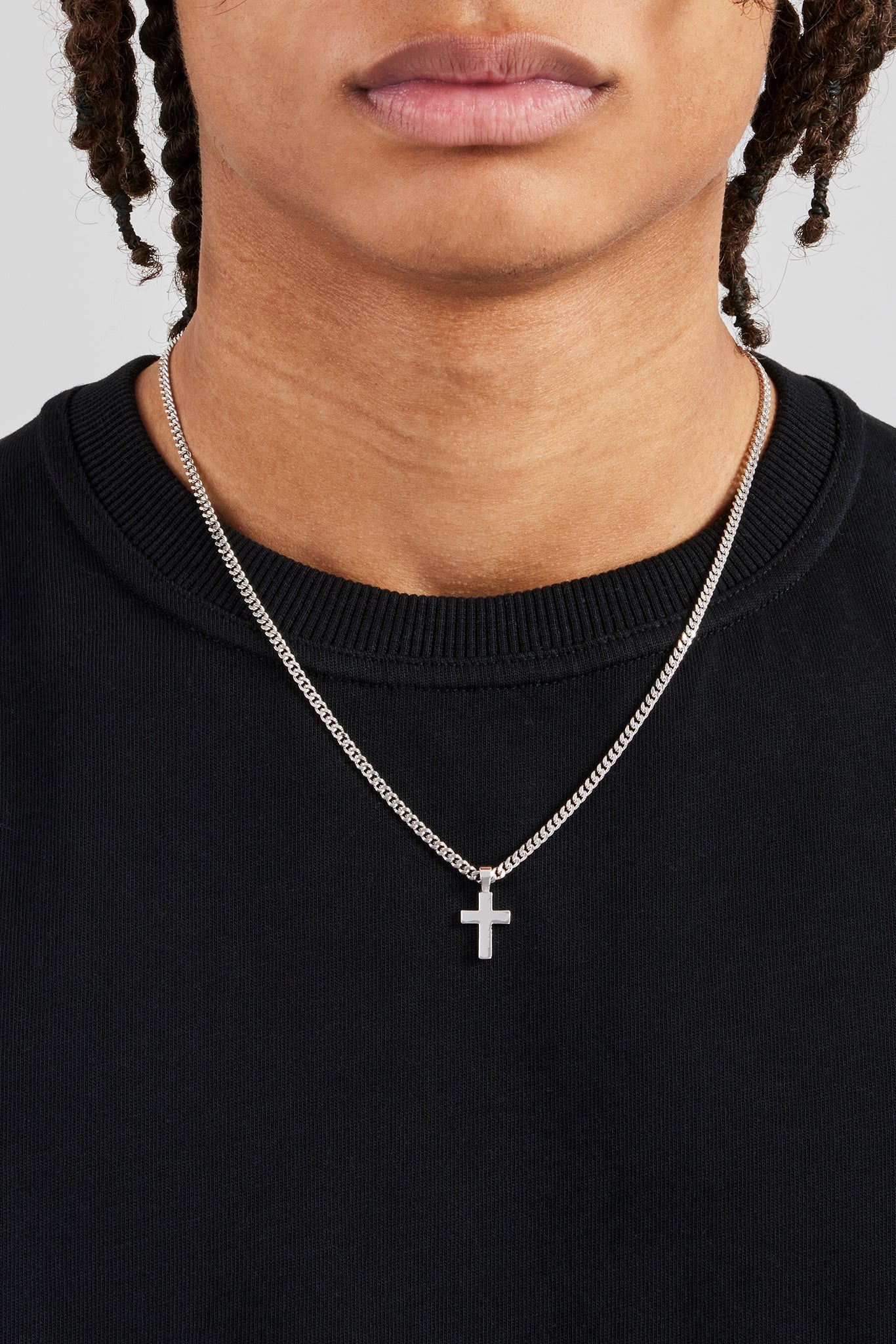 Polished Drop Cross Cuban Chain - 3mm