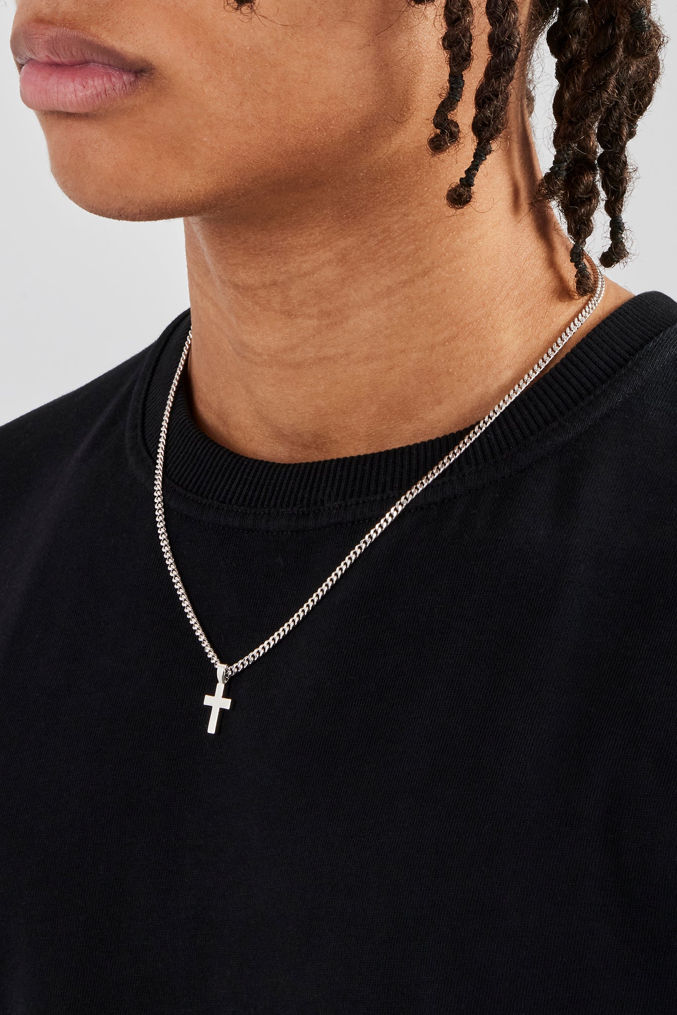 Polished Drop Cross Cuban Chain - 3mm