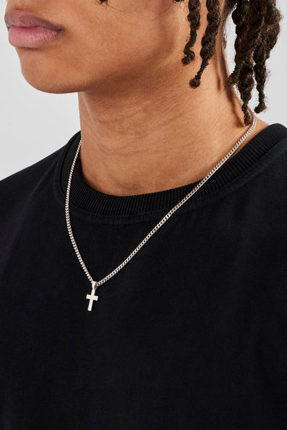 Polished Drop Cross Cuban Chain - 3mm