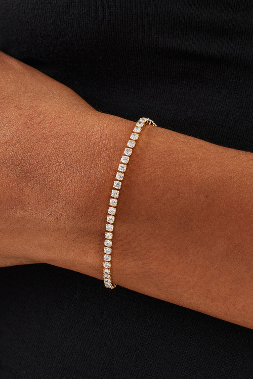 Womens Micro Tennis Bracelet - Gold - 2.5mm