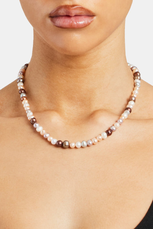 Multi Pink Bead Freshwater Pearl Necklace - 6mm