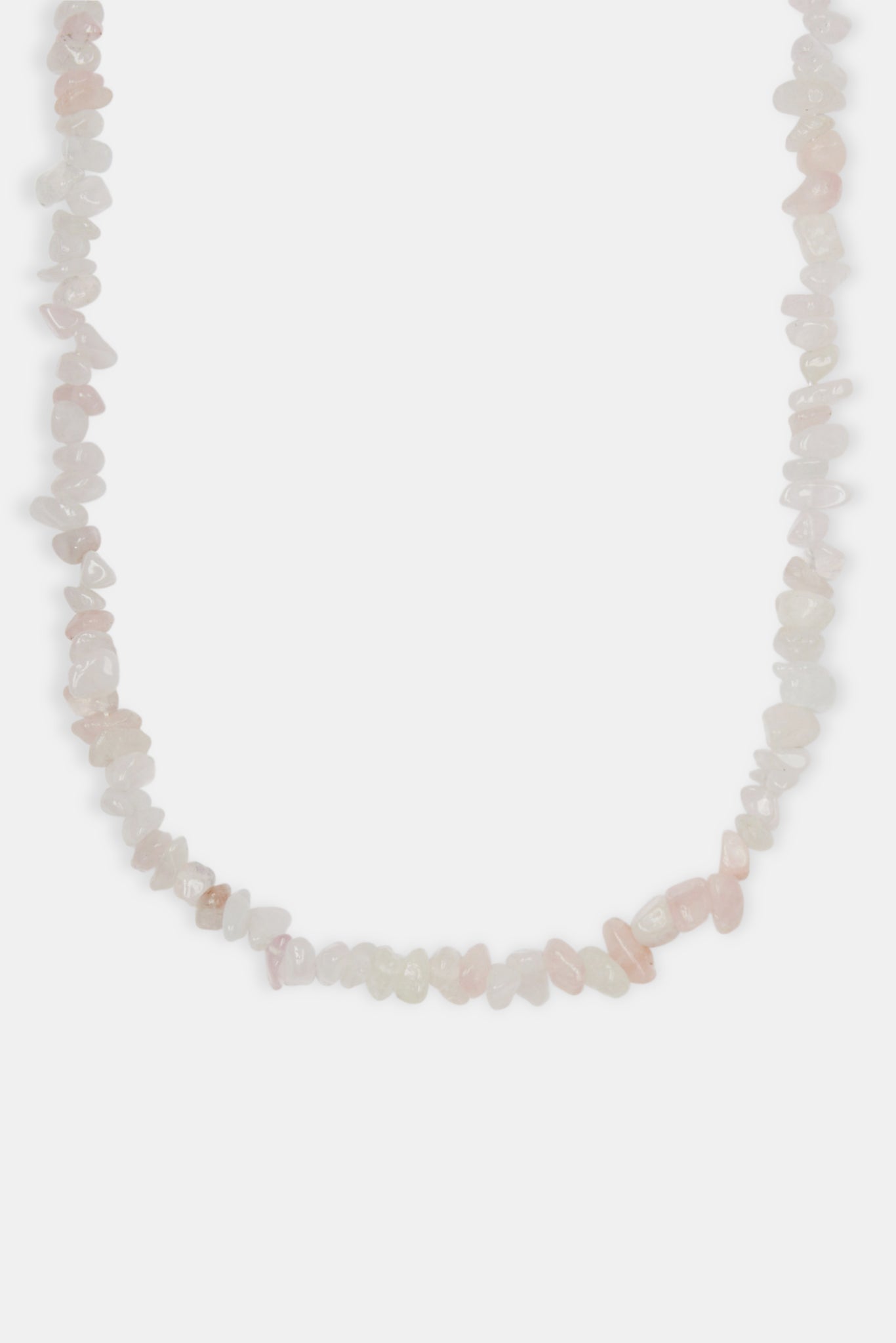 Rose Quartz Shard Bead Necklace - White - 6mm