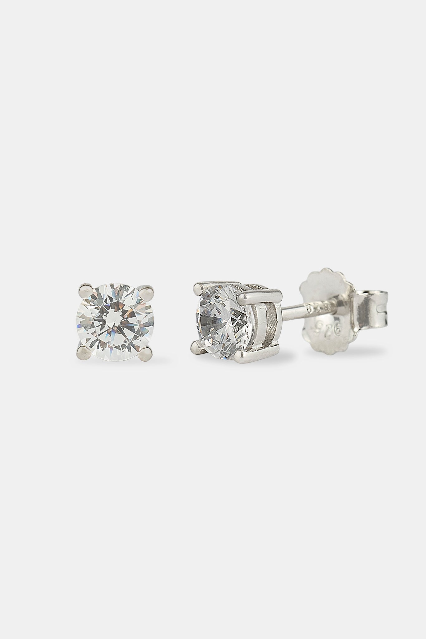 Round Cut Stud Earrings 5mm - Silver