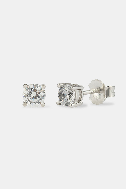 Round Cut Stud Earrings 5mm - Silver