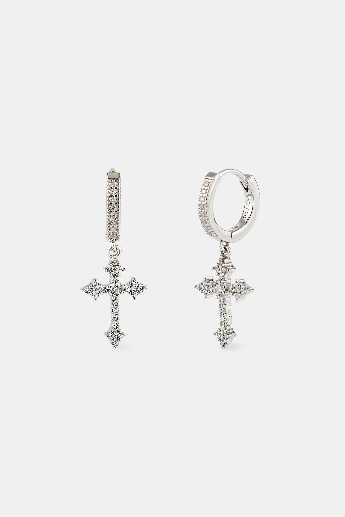 15mm Iced CZ Celtic Cross Drop Earrings