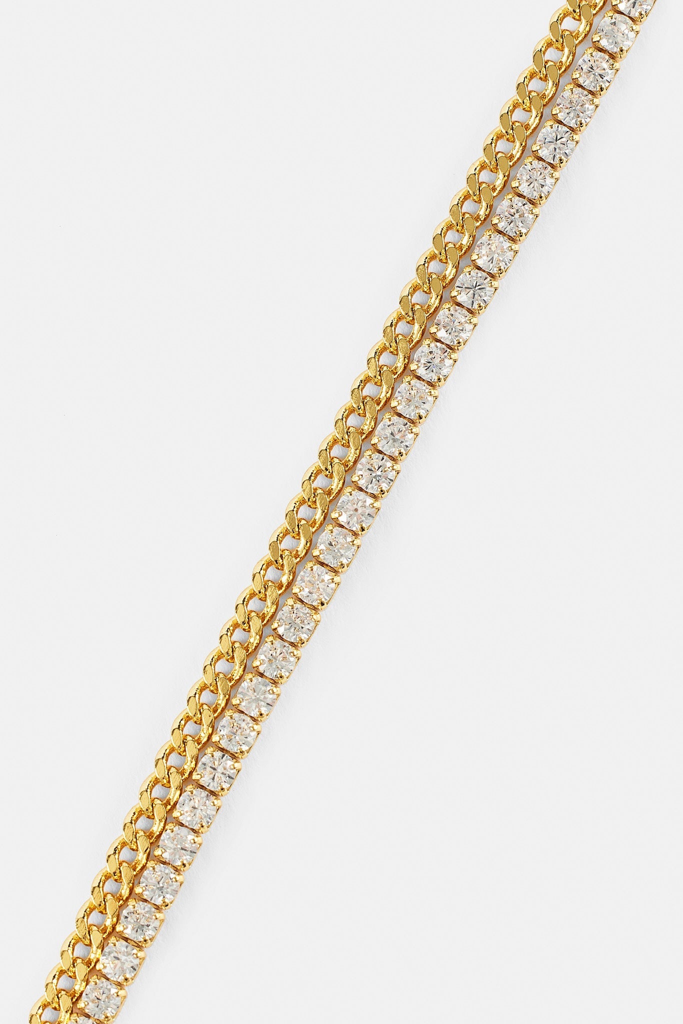 Double Layer Micro Tennis & Cuban Bracelet - 2.5mm