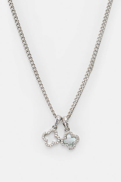 Iced & Mother Of Pearl Double Motif Necklace - 10mm