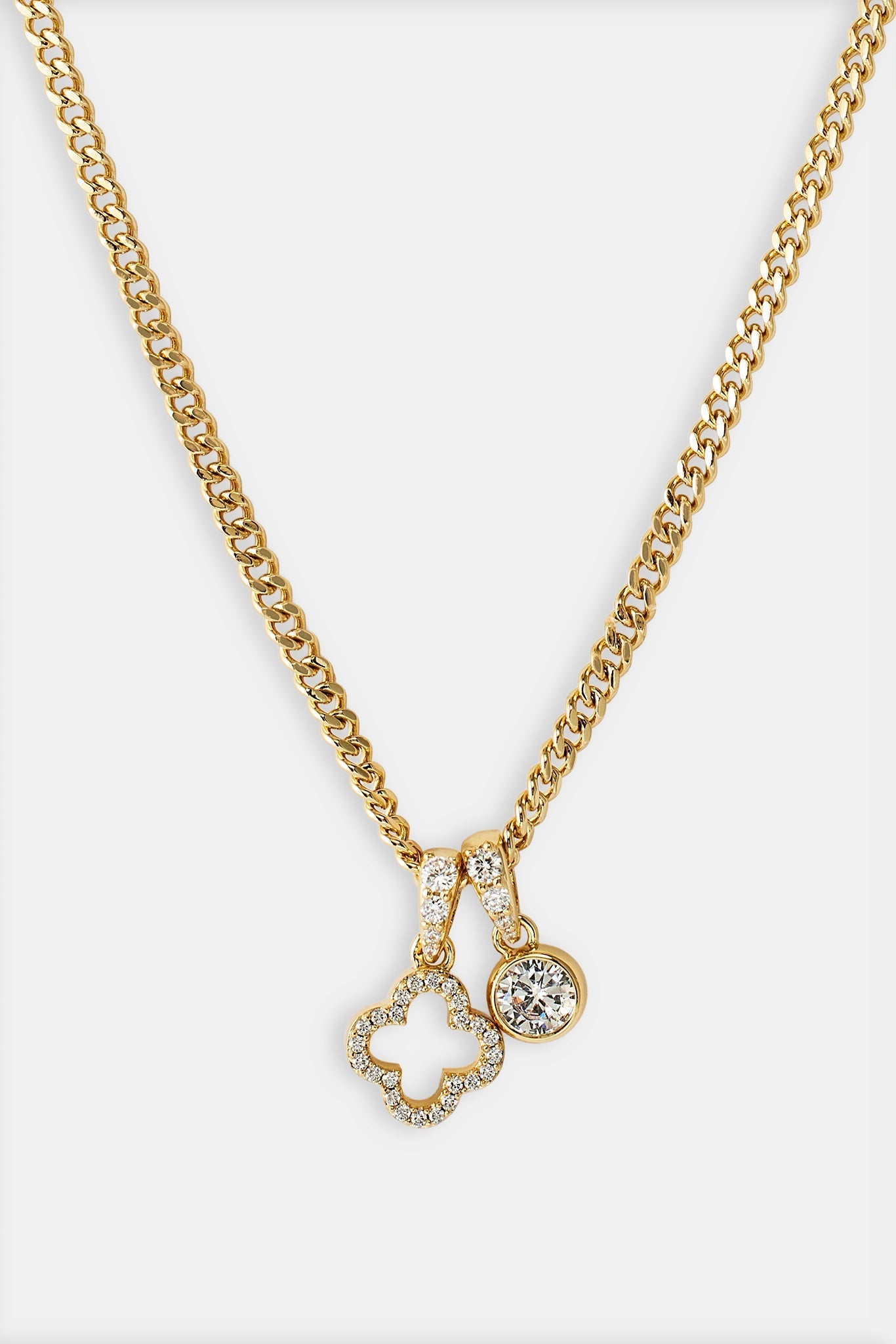 Iced Motif Outline & Gemstone Necklace - 10mm - Gold