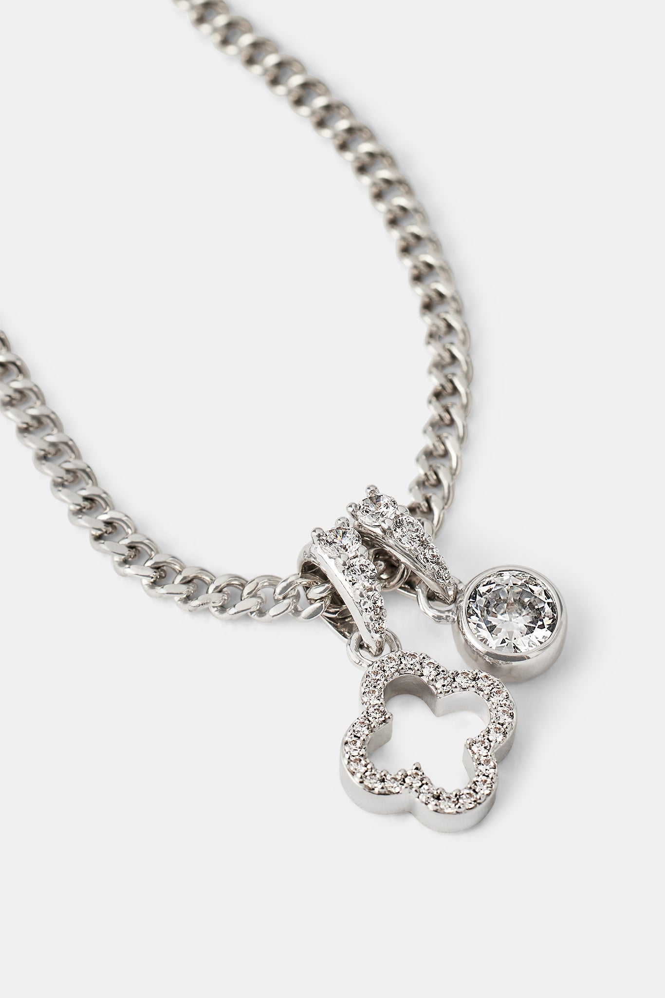 Iced Motif Outline & Gemstone Necklace - 10mm