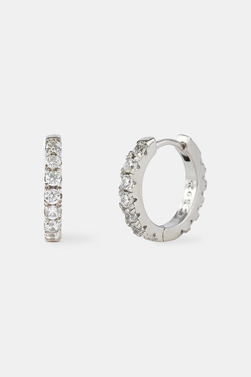 Iced Thin Huggie Earrings - 10mm