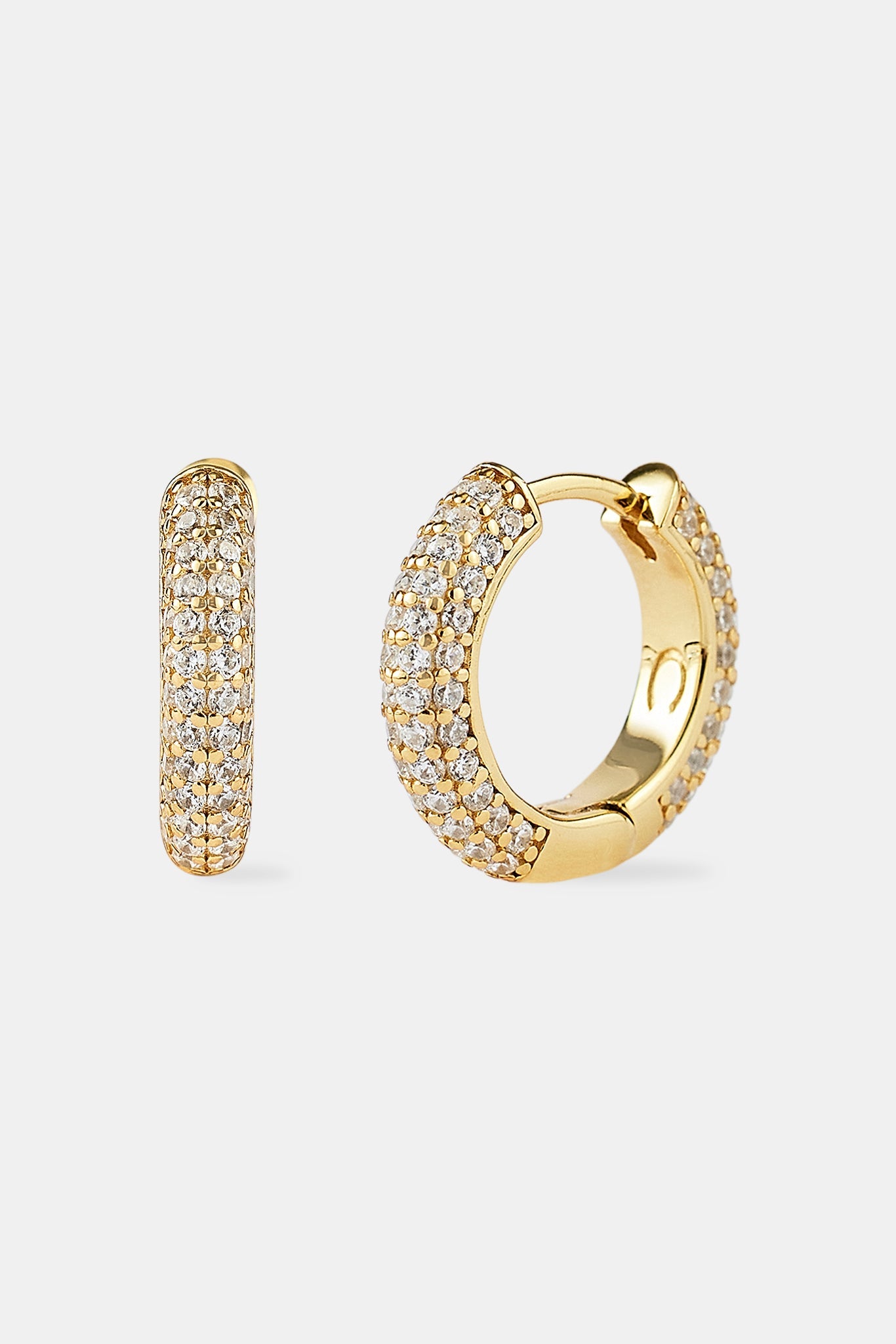 Iced Hoop Earrings - Gold