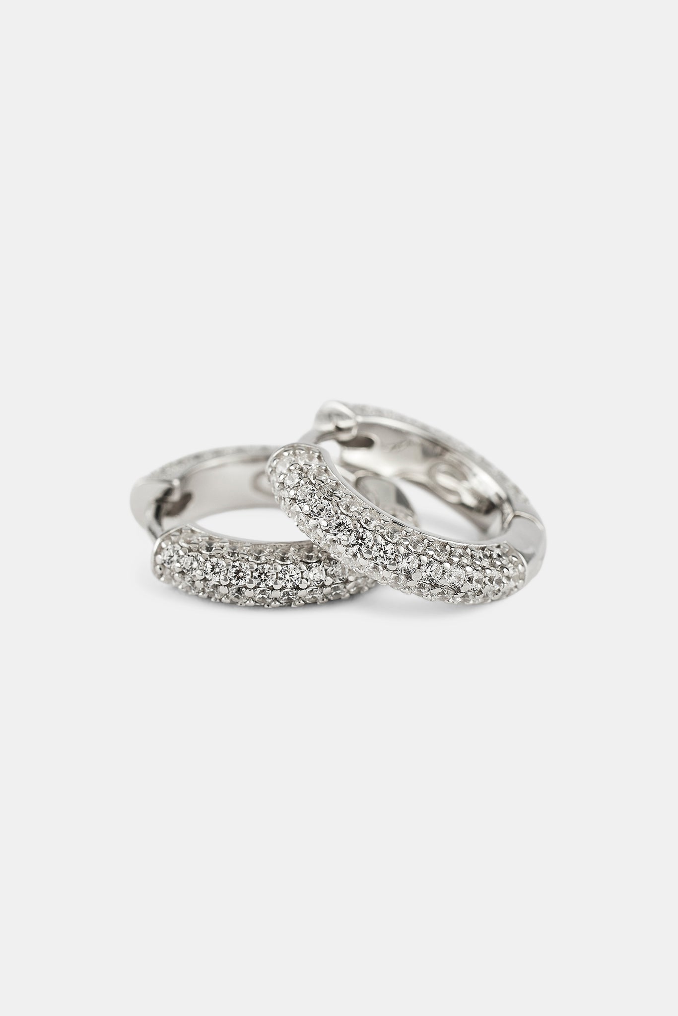 Iced Hoop Earrings - Silver