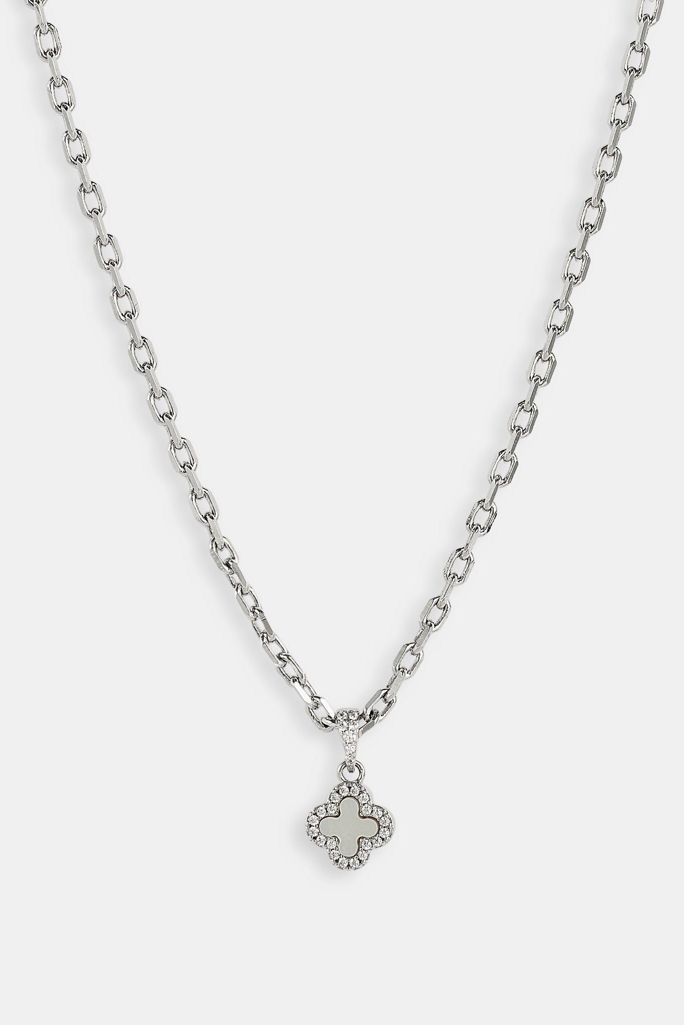 Mother Of Pearl Motif Rolo Necklace - 8mm - White