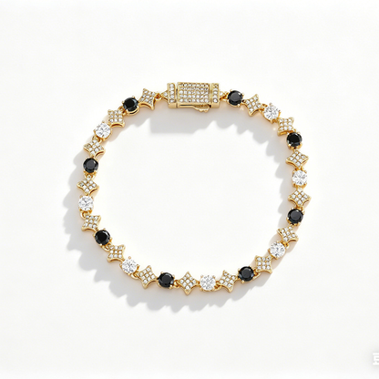 Chocolate Motif Mixed Stone Bracelet - 8mm - Gold