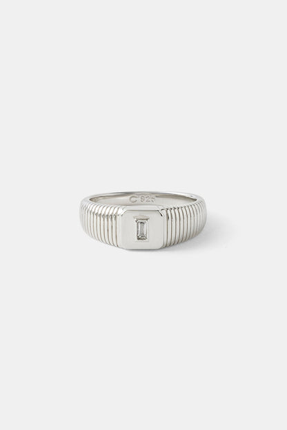 Baguette Stone Centre Textured Ring - 8mm