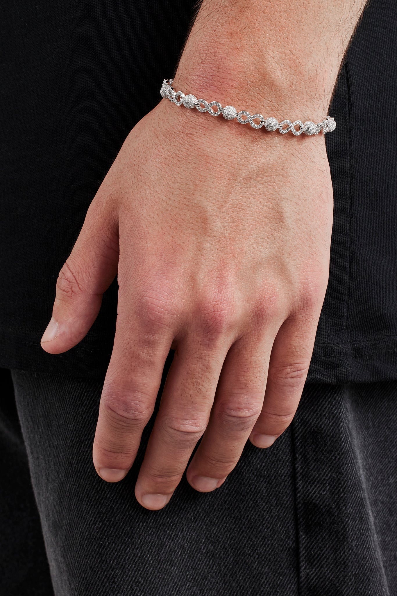 Iced Ball & Infinity Link Bracelet - 6mm