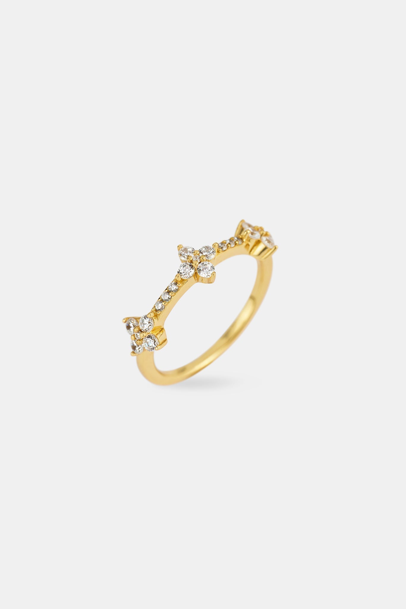 Iced Band Flower Ring - 6mm