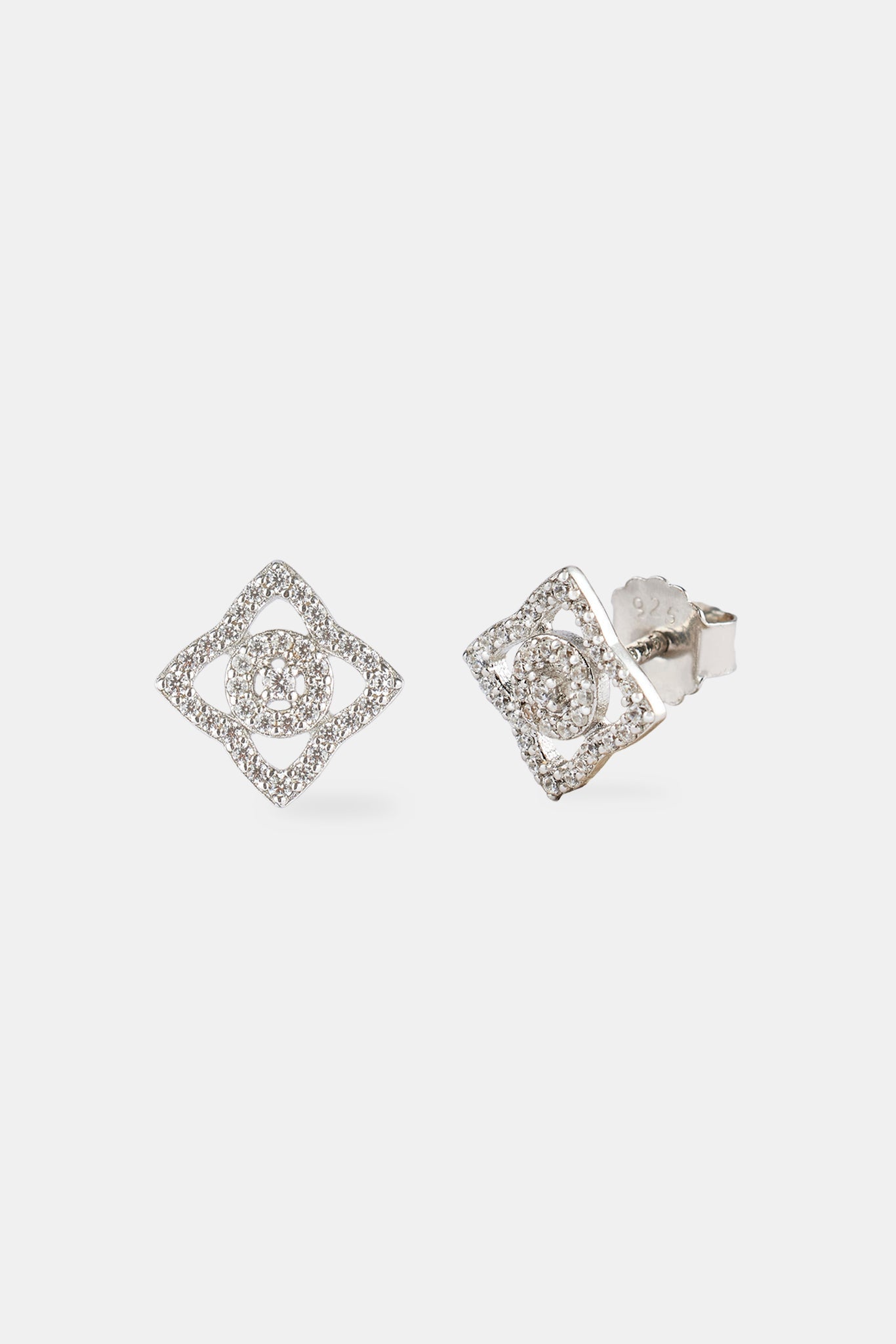 Iced Centre Motif  Stud Earrings - 8mm