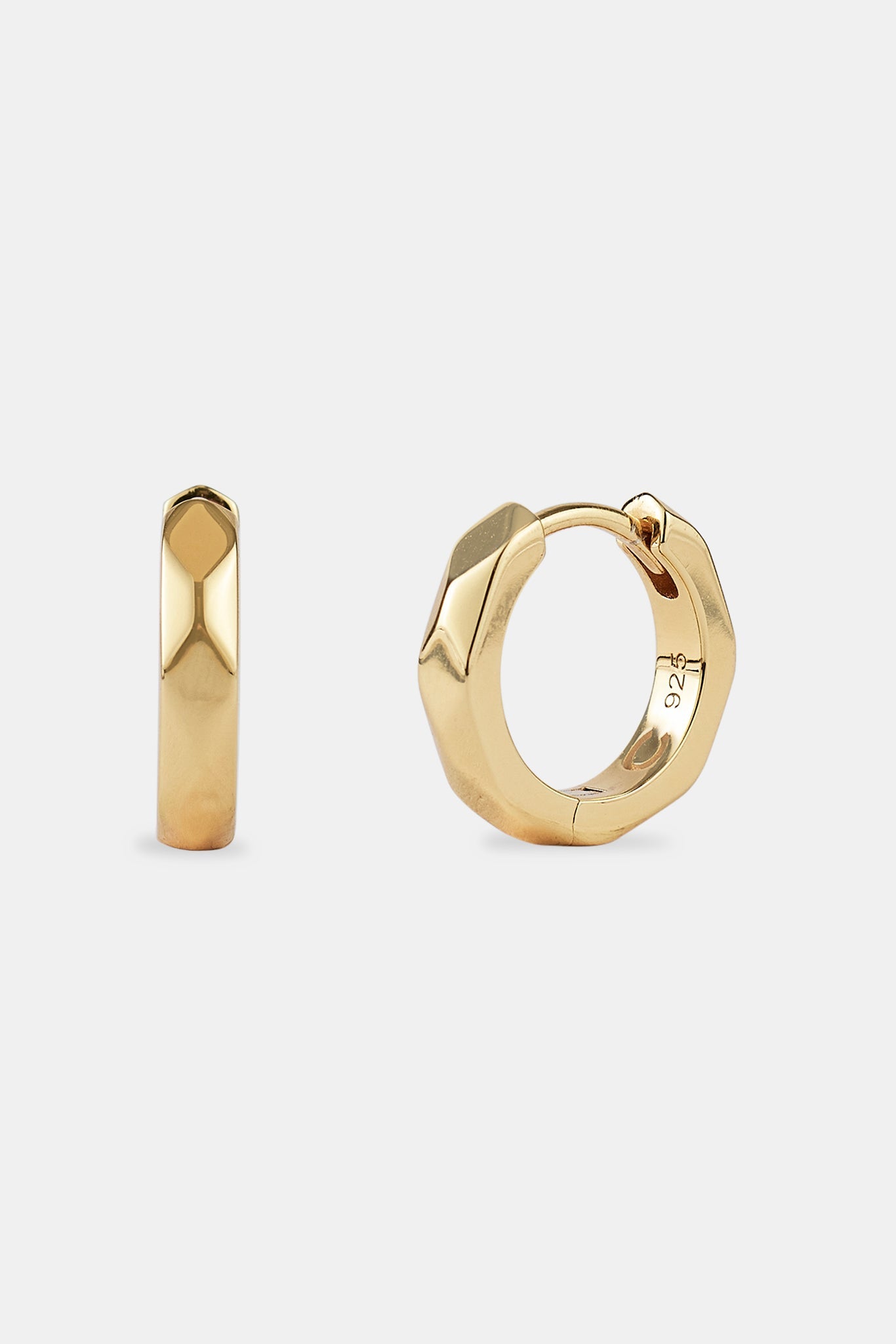 Pyramid Hoop Earrings - Gold - 12mm