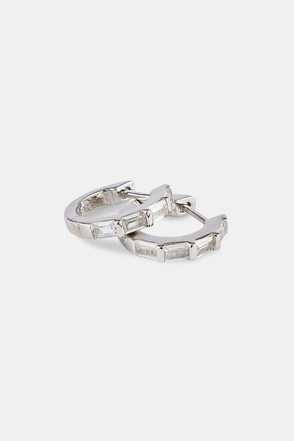 Iced Baguette Stone Huggie Earrings - 10mm