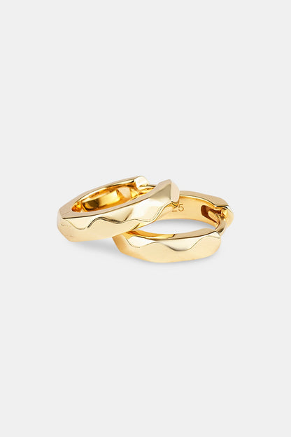 Pyramid Hoop Earrings - Gold - 12mm